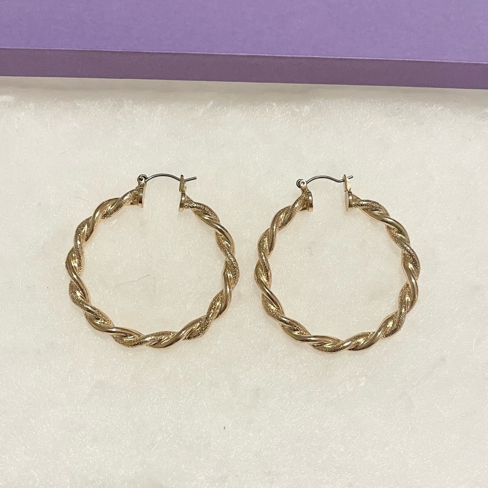 Gold twisted hoops